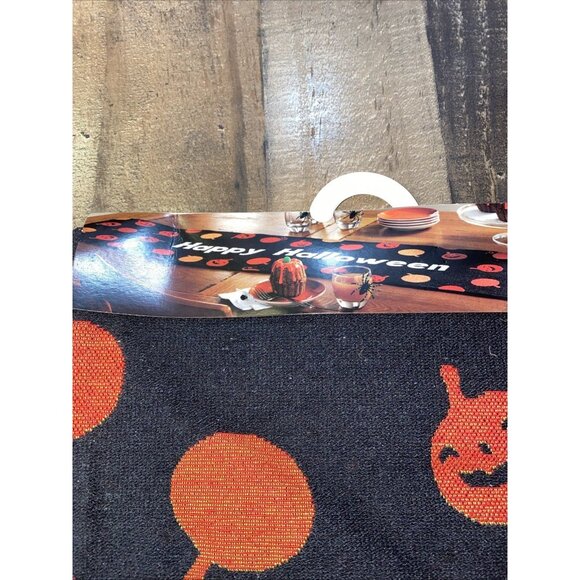 Midnight Market Halloween Table Runner Orange Pumpkins 13x54 - Picture 2 of 5
